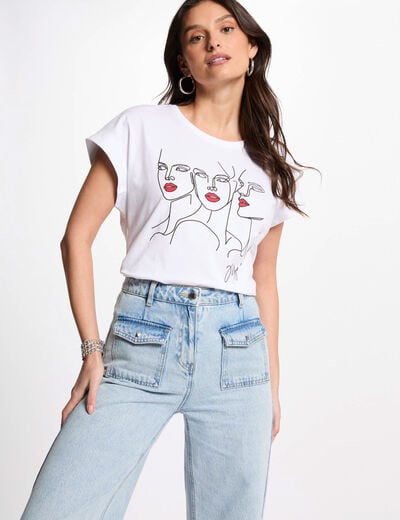 T-shirt à inscription blanc femme