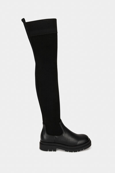Bottes cuissardes chaussettes noir femme