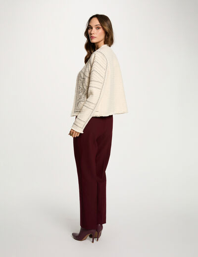 Veste droite clout&eacute;e ivoire femme