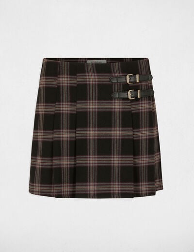 Jupe-short tweed droite noir femme