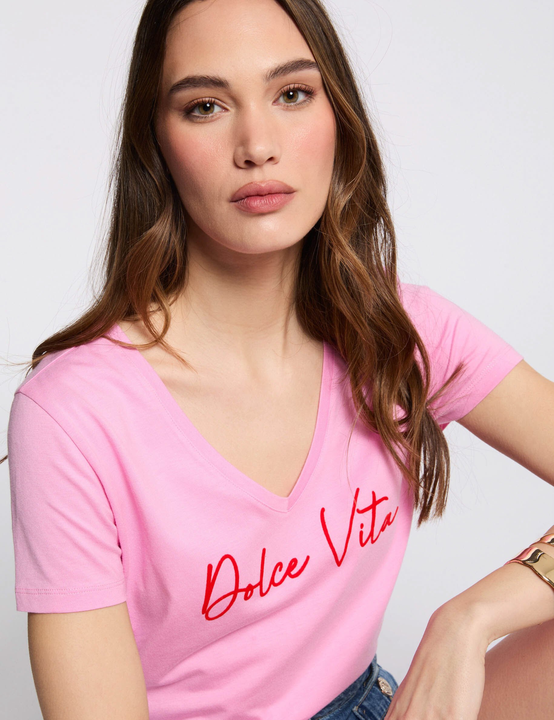 T-shirt à inscription rose femme - Morgan - Modalova