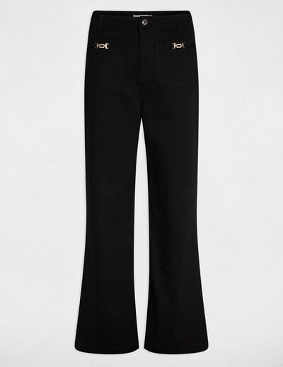 Jean large taille haute noir femme