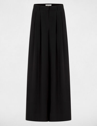 Pantalon large taille haute noir femme