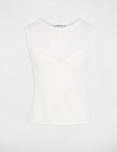 D&eacute;bardeur col rond blanc femme