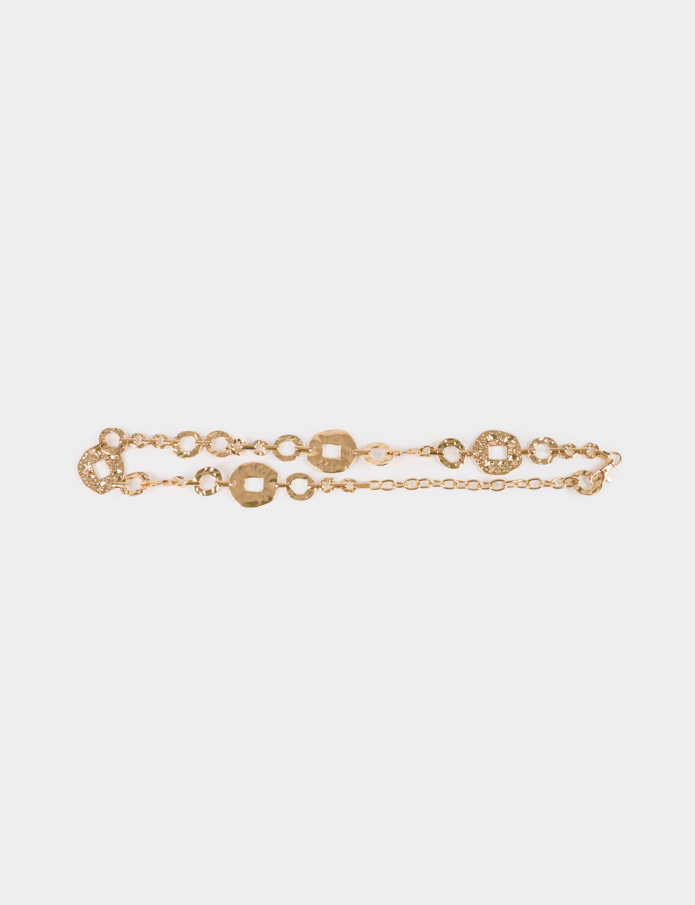 Ceinture chaîne martelée jaune or femme