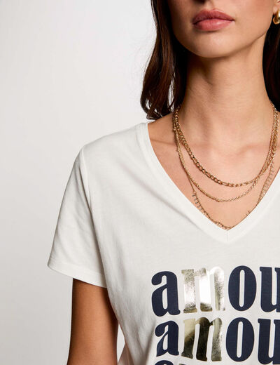 T-shirt à inscription blanc femme