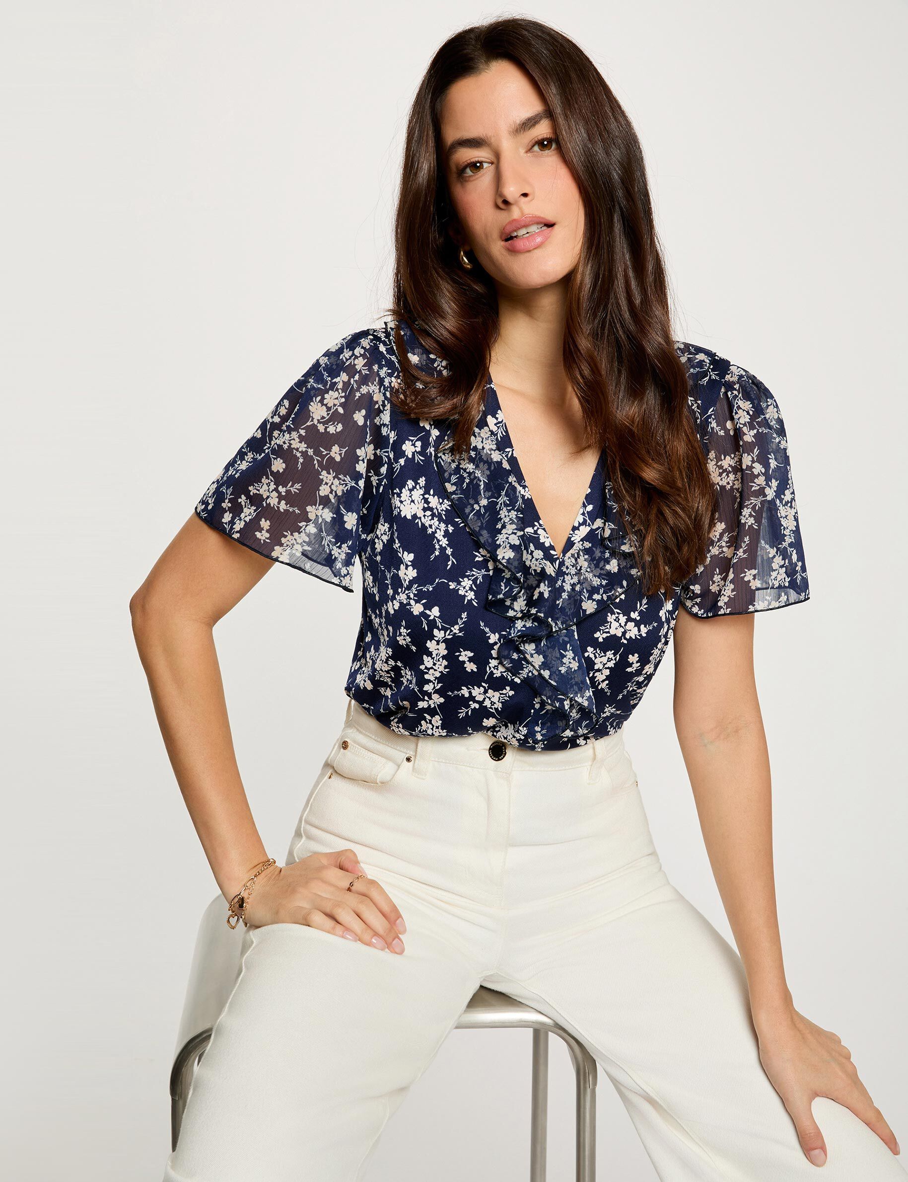 Chemise voile col v femme - vue 1