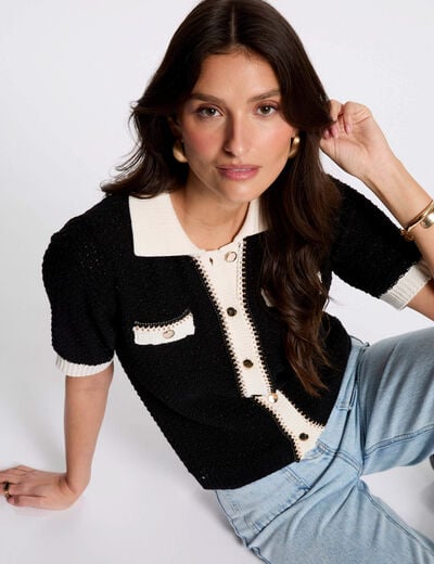 Gilet col à revers noir femme