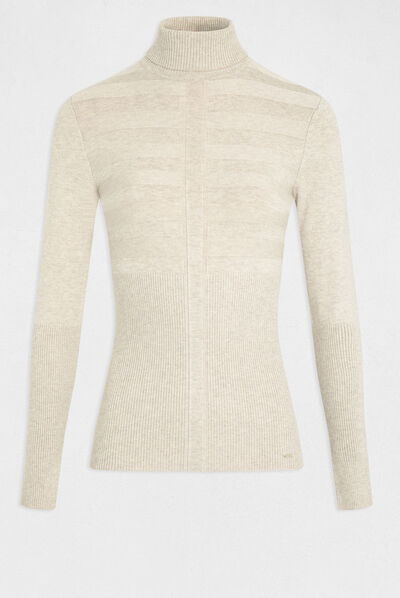 Pull Morgan Col Roulé Lurex Mentosa | Blanc | Maille Fine | Taille TXS Femme | 55% Viscose