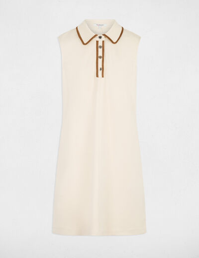 Robe courte col &agrave; revers ivoire femme