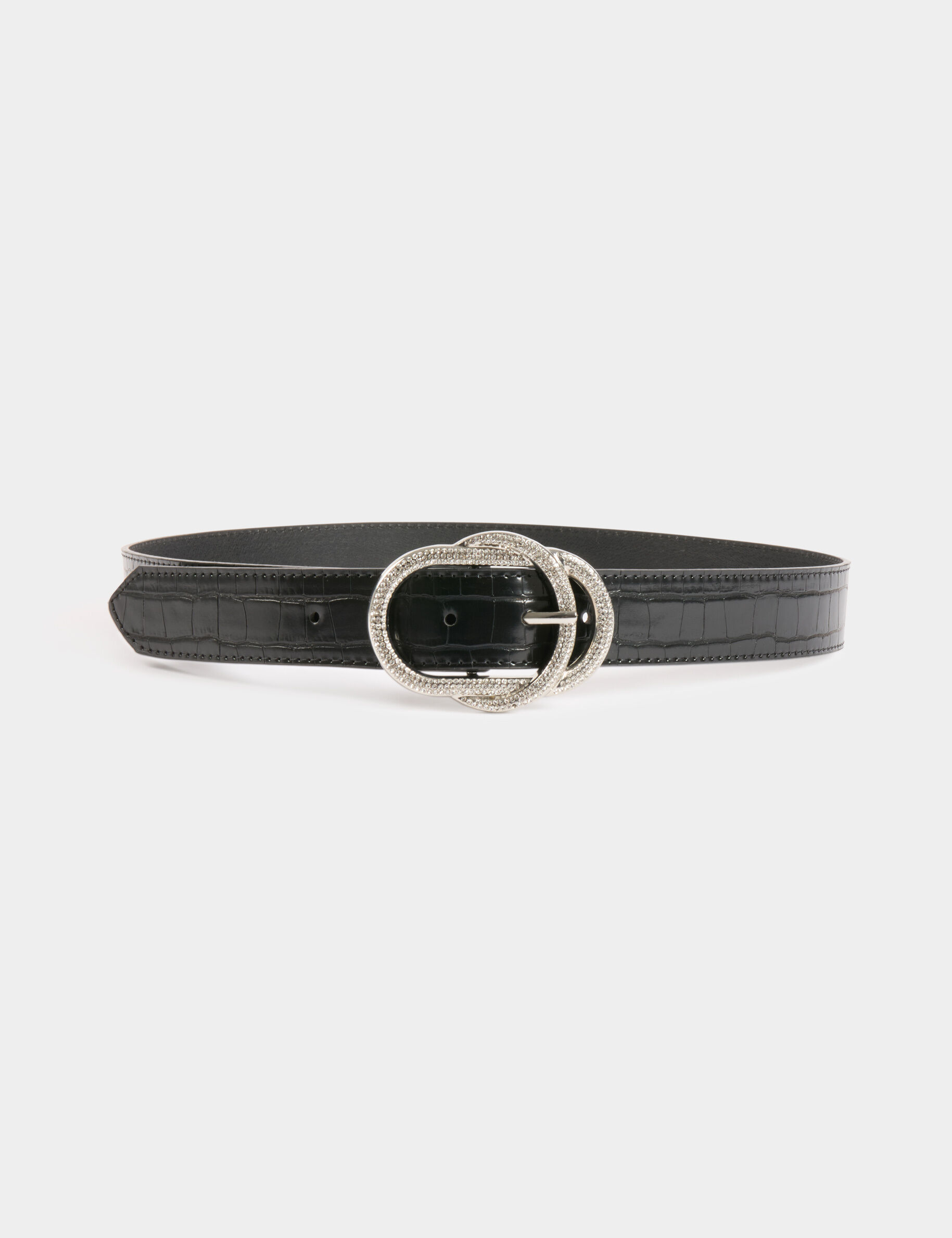 Ceinture croco boucle strass - Morgan - Modalova