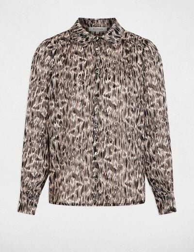 Chemise satin&eacute;e col &agrave; revers multicolore femme