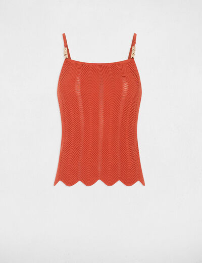 Top maille bretelles fines orange foncé femme
