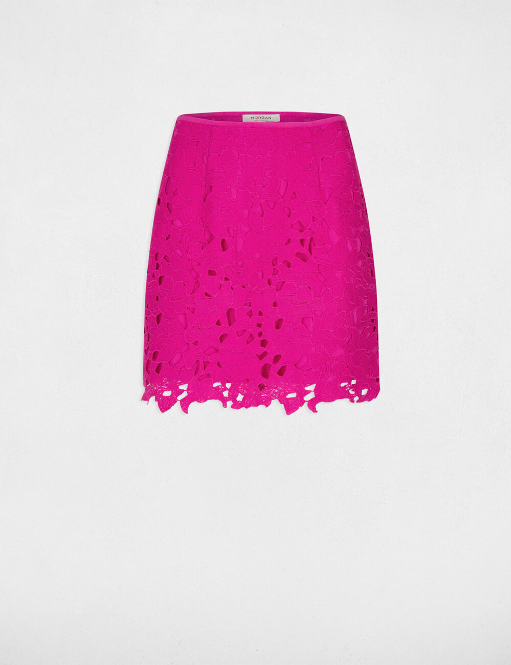 Jupe courte ajustée dentelle rose fonce femme