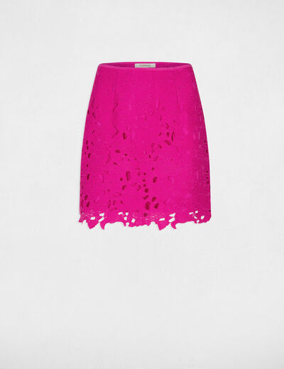 Jupe courte ajustée dentelle rose fonce femme