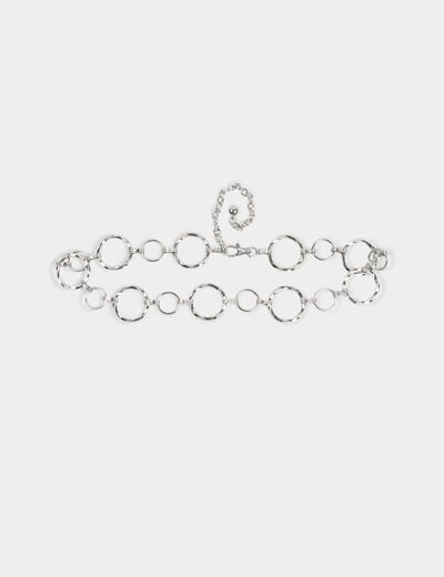 Ceinture anneaux en métal couleur argent femme