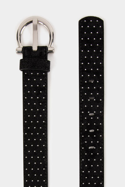 Ceinture velours avec clous noir femme
