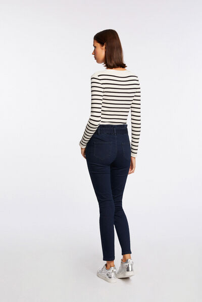 Jeans slim taille haute ceinturé jean stone femme
