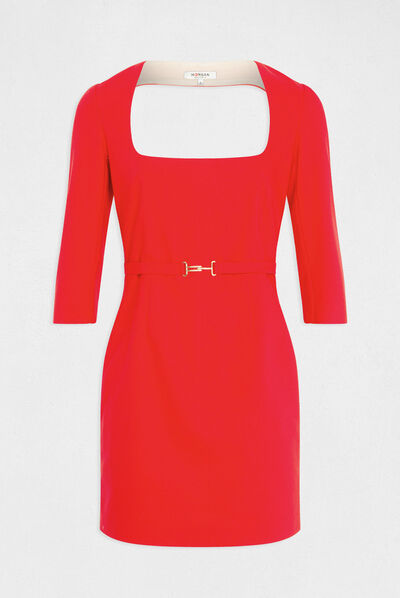 Robe ajustée encolure carrée dos ouvert rouge femme