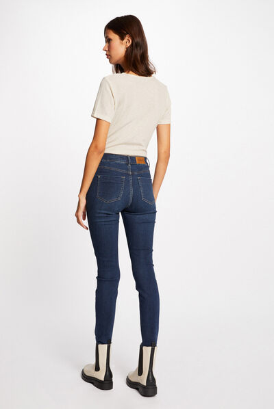 T-shirt manches courtes avec col en V ivoire femme