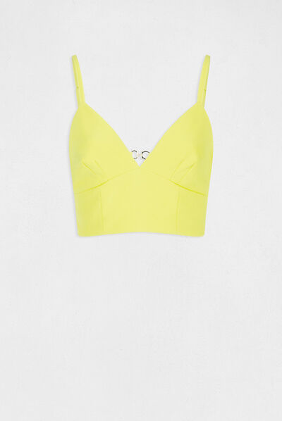 Bustier crop top à ornement dos jaune femme