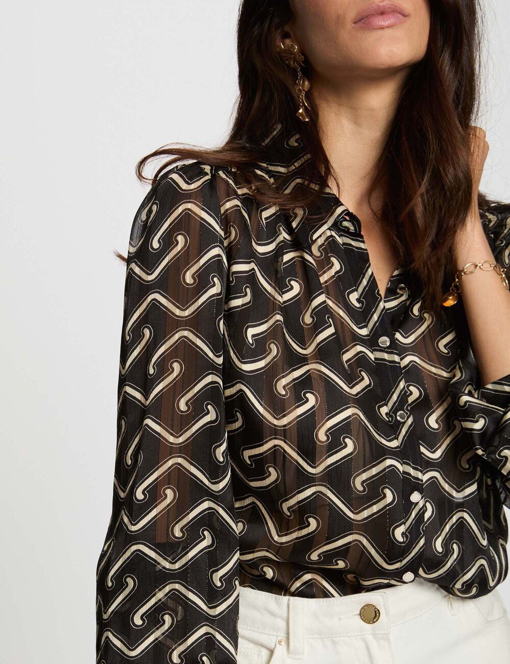 Chemise voile imprim&eacute;e multicolore femme