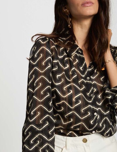 Chemise voile imprim&eacute;e multicolore femme