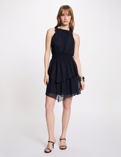 Robe voile fines bretelles bleu marine femme