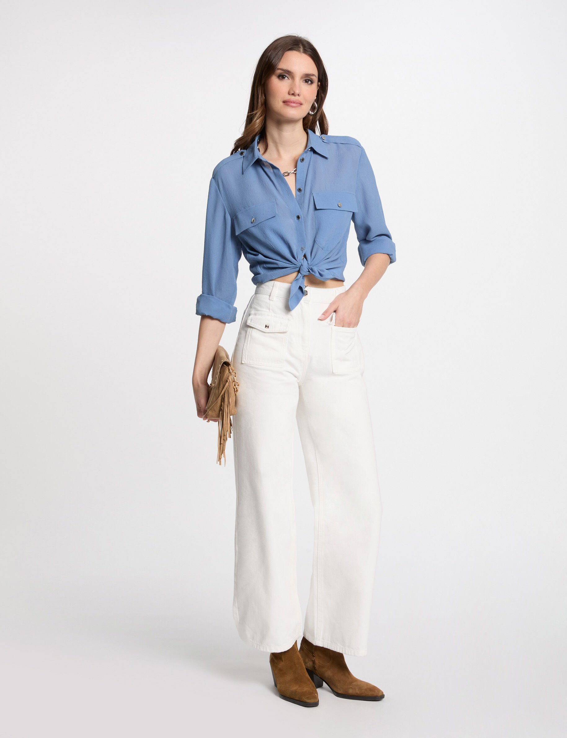 Jeans jambe large taille haute - Morgan - Modalova