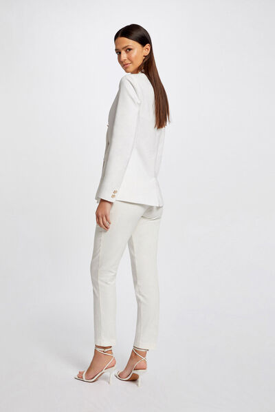 Veste cintrée avec boutons ecru femme