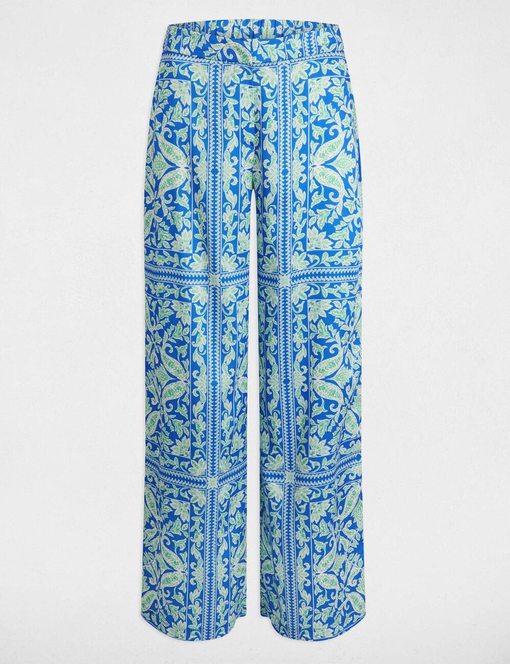 Pantalon large imprim&eacute; multicolore femme