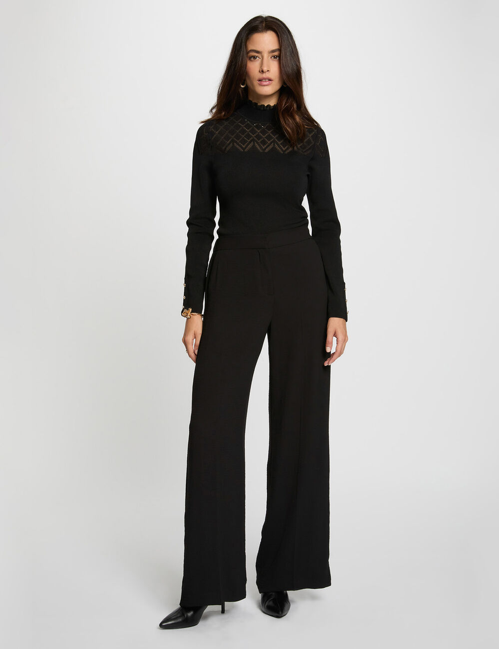Pull ajust&eacute; ajour&eacute; noir femme