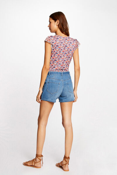 T-shirt manches courtes imprimé floral rose femme