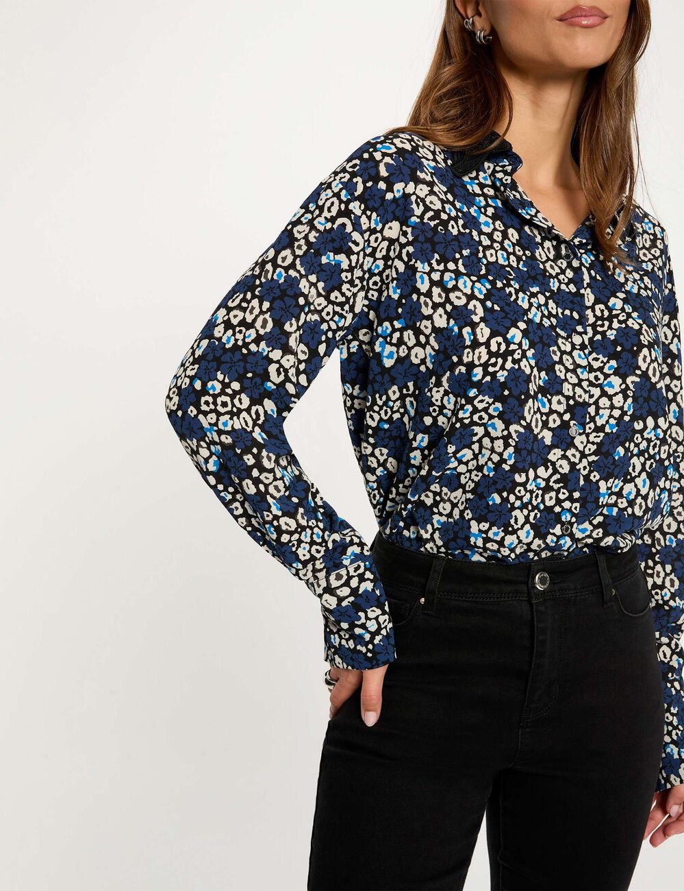 Chemise fluide imprim&eacute;e multicolore femme