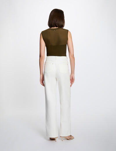 D&eacute;bardeur col rond vert kaki femme