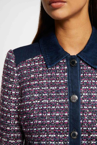 Veste droite détails en jean multico femme