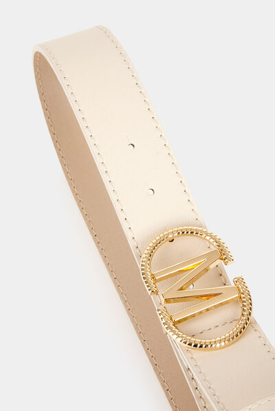 Ceinture avec boucle « M » beige femme