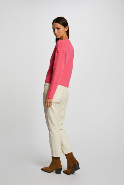 Pull manches longues avec boutons rose femme