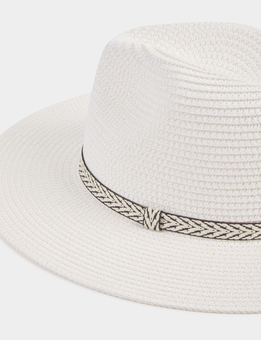 Chapeau paille graphique blanc femme