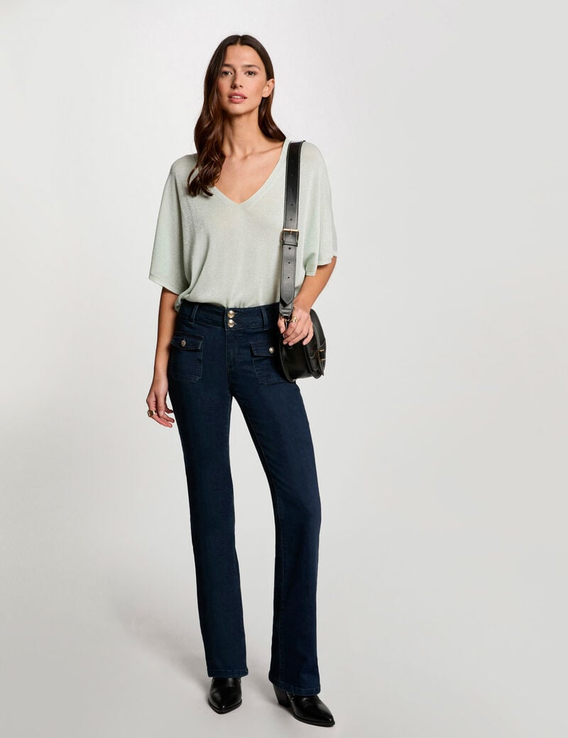 pull col en v et manches 34 vert clair femme Pull col en V et manches 3/4 vert clair femme