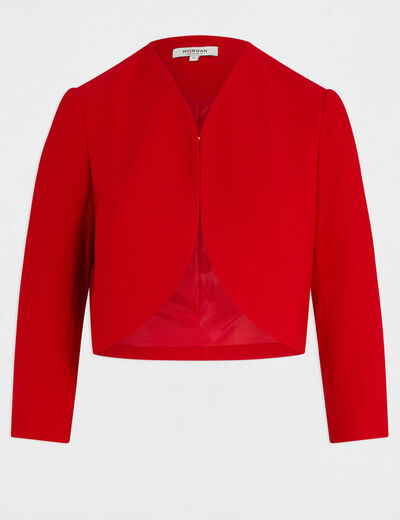 Veste droite manches 3/4 rouge femme