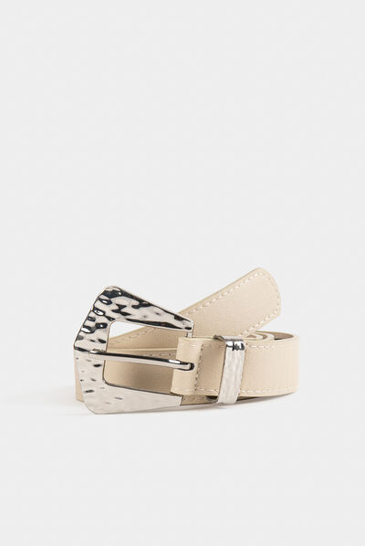 Ceinture avec ornements à strass beige femme