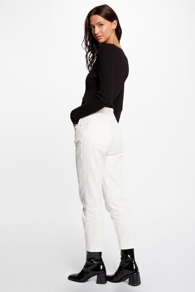 Pull manches longues avec boutons noir femme