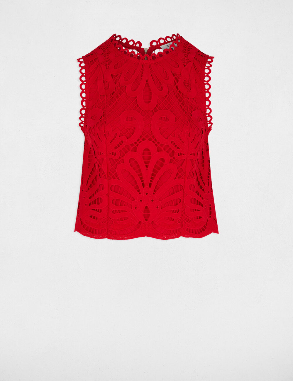 Top sans manches dentelle rouge femme