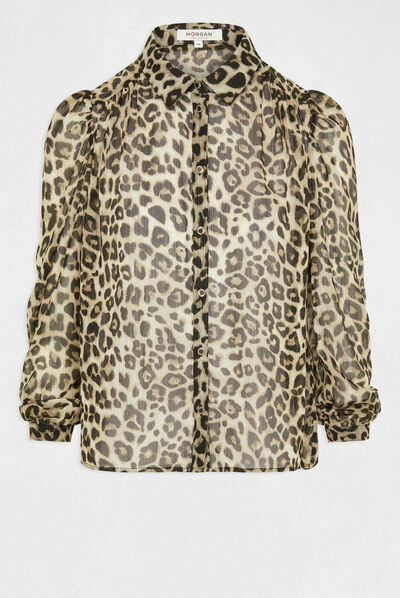 Chemise manches longues imprimée multico femme