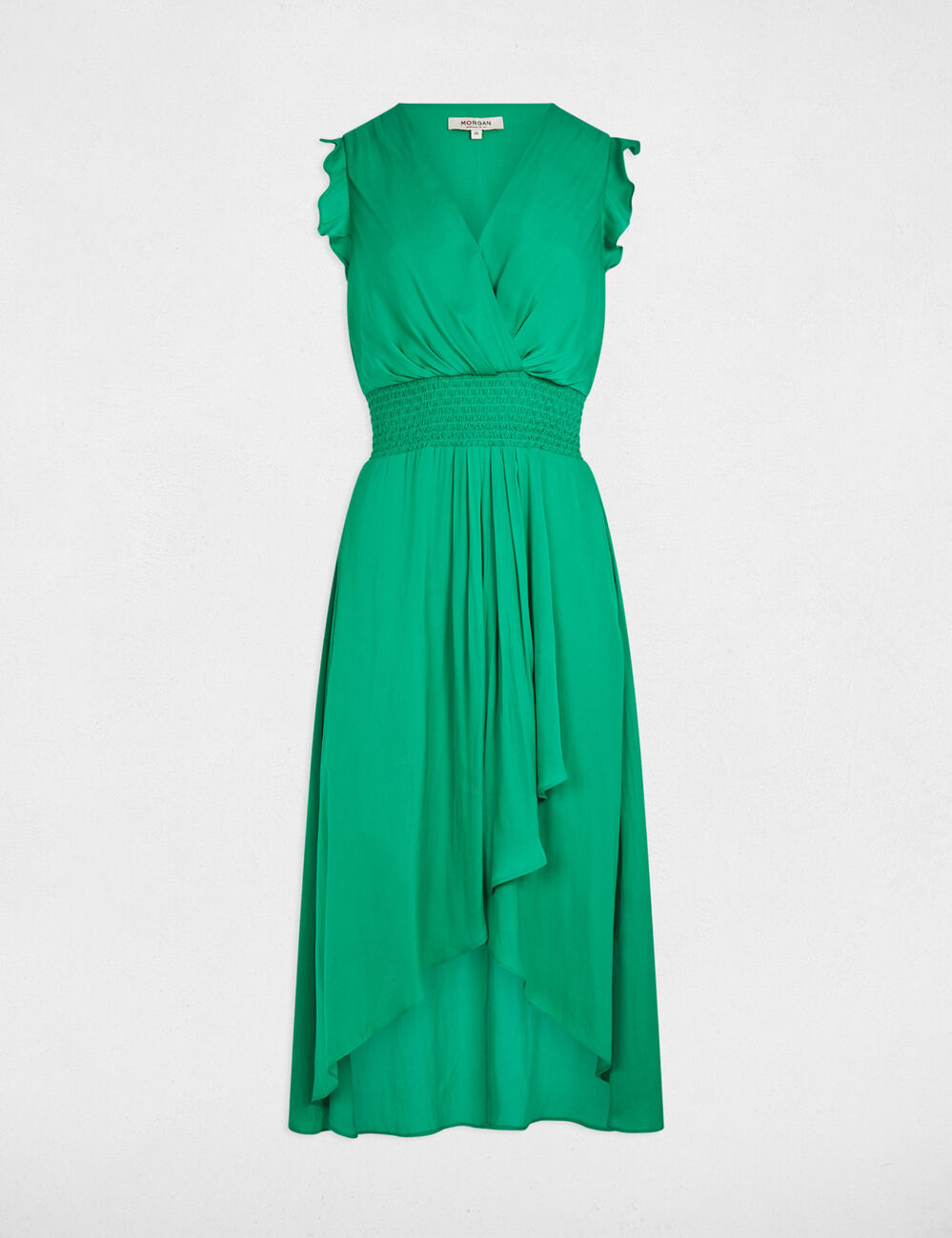 Robe droite fluide sans manches vert &eacute;meraude femme