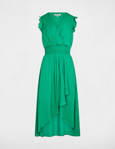 Robe droite fluide sans manches vert émeraude femme