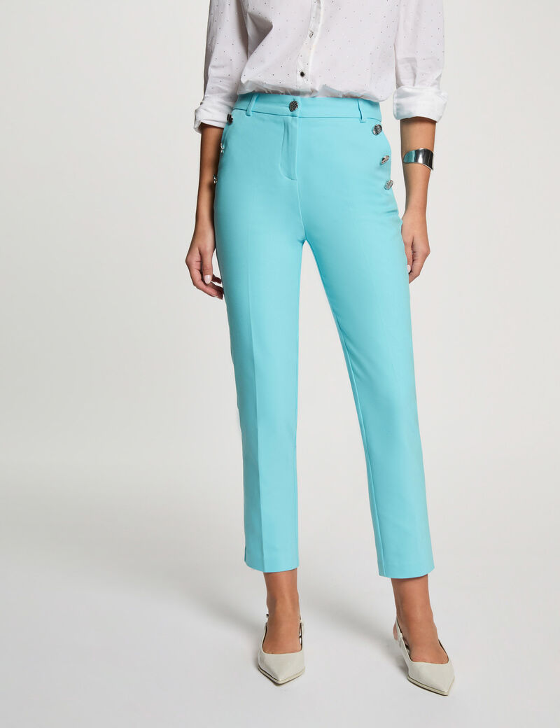 Pantalon cigarette 7/8ème bleu ciel femme