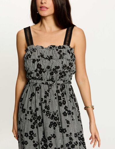 Robe longue bretelles fines multicolore femme