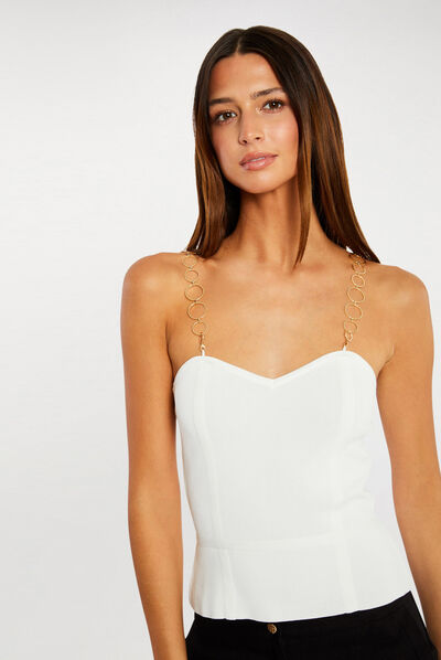 Bustier avec bretelles fantaisie ecru femme